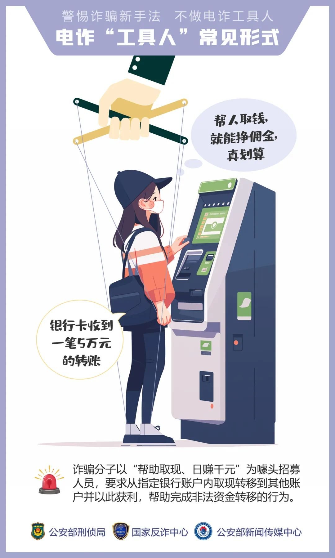 公安,机关,呼吁,公众,提高,警惕,—,诱骗,手法, . 公安机关呼吁公众提高警惕——诱骗手法“套路深” 莫成电诈“工具人”
