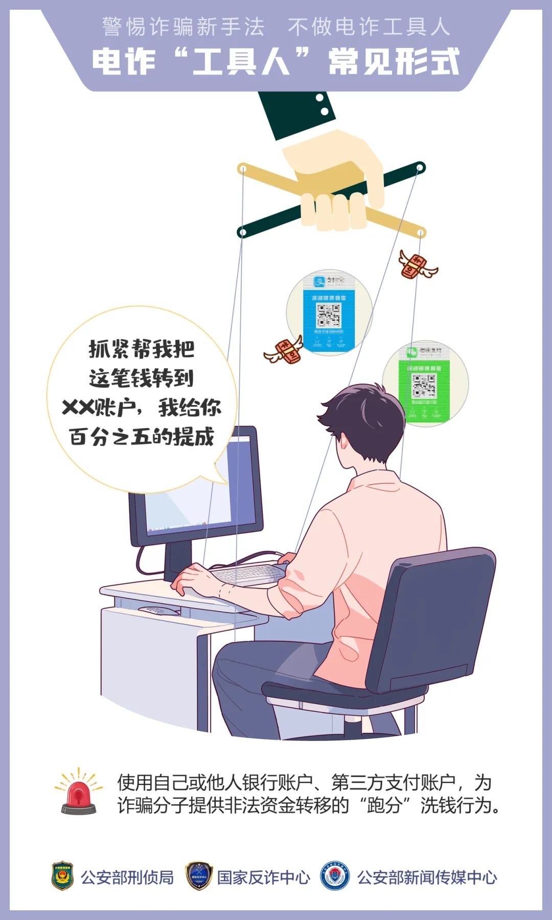 公安,机关,呼吁,公众,提高,警惕,—,诱骗,手法, . 公安机关呼吁公众提高警惕——诱骗手法“套路深” 莫成电诈“工具人”