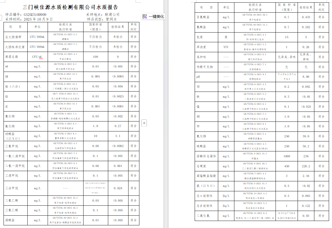 三门,峡市,供水,集团,有限,公司,出厂,水水, . 三门峡市供水集团有限公司出厂水水质信息（2025年10月）